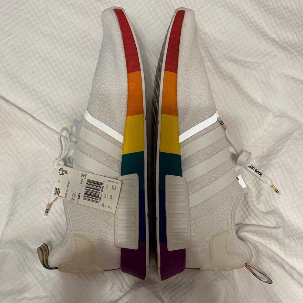 Adidas White Sneakers with Multicolor Sole